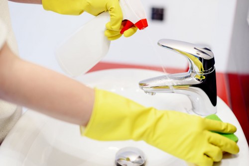 Carpet cleaning team using eco-friendly recycling practices in West Brompton